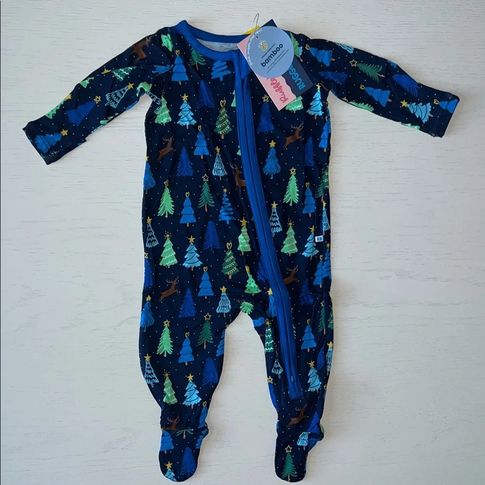 🎄Rufflebutts Ruggedbutts Bamboo Baby Boy Christmas Holiday Footie 0-3 3-6 months